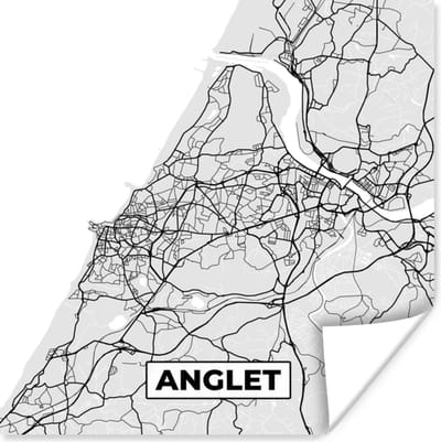 Poster Kaart - Stadskaart - Anglet - Plattegrond - Frankrijk - 100x100 cm XXL
