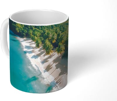 Mok - Koffiemok - Tropisch - Strand - Water - Palmbomen - Mokken - 350 ML - Beker - Koffiemokken - Theemok