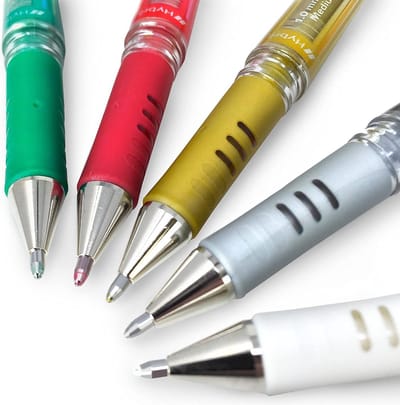 Pentel K-230 Gelpennen Set van 5 + 15 Vel Zwart, Kraft en Wit 200gsm Kwaliteit Papier