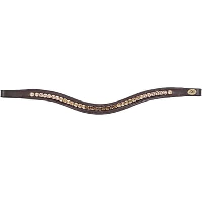 HFI Padded Wave Browband + Strass Full Bruin Brown; Gold & Peach