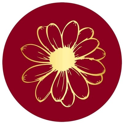 Stickers - "Bloem" - 39mm - 250 Stuks - Bordeaux / Metallic Goud - Serie (Goldy Stickers) - Sluitsticker - Etiketten - Stickers Bullet Journal - Volwassenen / Kinderen - Cadeaus - Decoratie