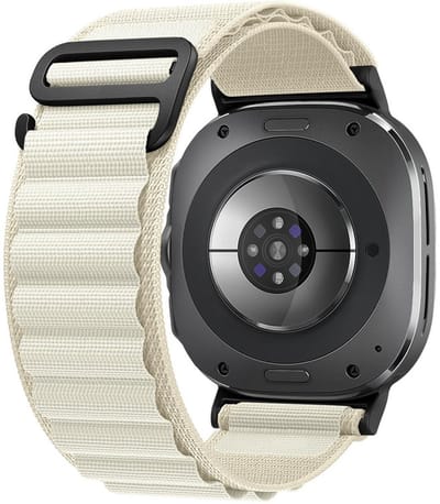 Nylon loop bandje - geschikt voor Samsung Galaxy Watch 8 (40mm) / Galaxy Watch 8 (44mm) / Galaxy Watch 8 Classic - premium bandje met haaksluiting - starlight
