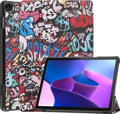 Hoesje - Geschikt voor Lenovo Tab M10 (3e / 3rd generatie) - Dun & Stevig - Hardcover Book Case - Trifold Bookcase Hoes - Hard Cover - Tablethoes - Graffity