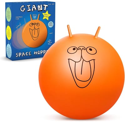 Dailygoods- Springbal extra groot 75 cm - Opblaasbaar - Buitenspeelgoed - Voor volwassenen - Houdt tot 100 kg - Retro-stijl met handvatten - Space Hopper