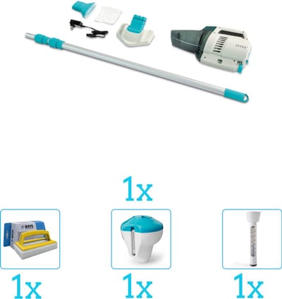 Intex Zwembad stofzuiger ZR200 - Oplaadbaar - Handmatig - 28628 inclusief Thermometer - Chloordrijver en Scrubborstel