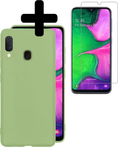 Hoesje - Met Screenprotector - Geschikt voor Samsung Galaxy A20e - Sterk & Shockproof - Back Cover - Siliconen Case - Telefoon Hoes - Telefoonhoesjes - Groen