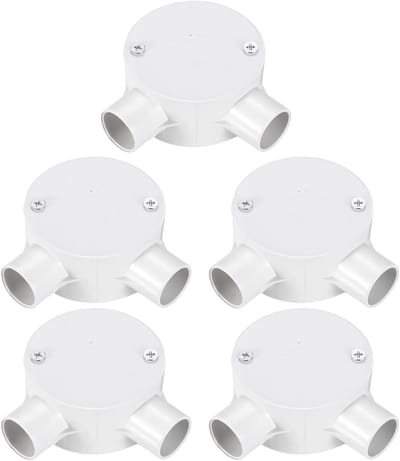 Allecta - PVC-kanaalbox Aansluitdoos 90° 2-weg 20mm met Afdekking - Set van 5 Stuks - Voor Thuisgebruik Elektrische Leidingen Elektronische Projekten