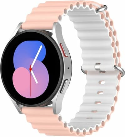 By Qubix - Geschikt voor Garmin bandje - Geschikt voor Garmin Vivomove 3 / HR / Luxe / Sport / Style / Trend - Ocean Style bandje - Lichtroze / wit - Smartwatch bandje 20mm