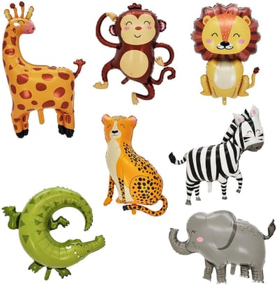 Dailygoods- Dierenballonnen XXL - 7 Stuks - Dierenballon Safari - Dierenballon voor Kinderen - Decoratie voor Verjaardagsfeesten - Jungle Thema - Feestballonnen