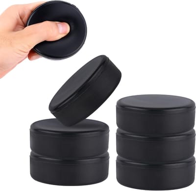 Ijshockeypucks - 6st - Diameter 7,5cm / Dikte 2,5cm - Zacht Schuim - Niet-Rubber - Hockeypucks voor Training en Klassieke Training - Binnen - Lichtgewicht Hockeyaccessoires - Zwart