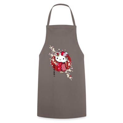 Hello Kitty In Een Rode Kimono En Kersenbloesems Keukenschort