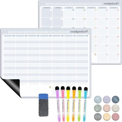 Zelfklevende weekplanner voor afwasbaar gebruik, whiteboard planningbord met stickers en pennen, perfect voor organisatie en tijdmanagement