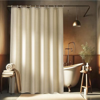 Linnen getextureerd douchegordijn-Polyester waterdicht-Anti-schimmel wasbaar stoffen badgordijn voor de badkamer-180x180cm-met 12 ringen