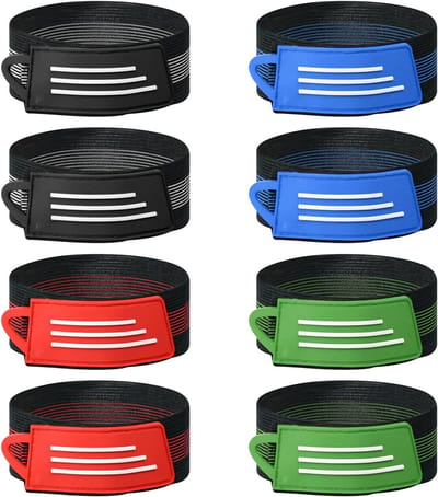 Broekklem - Broekklem fiets - Fietsclips - Verbeterde veiligheid - Klittenbandsluiting - Nylon materiaal - 30 cm lengte - Verpakking van 8 - zwart - rood - groen -blauw