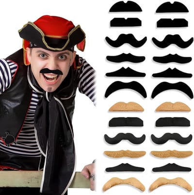 24 Stuks Plak Snorren voor Kinderen en Volwassenen - Perfect voor Carnaval en Kostuums, Zwart