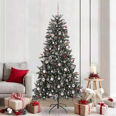 vidaXL - Kunstkerstboom - met - 300 - LED - Groen - 210 - cm - PVC - en - Plastic - en - Staal