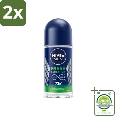 NIVEA MEN - Deodorant Roller - Fresh Sensation - 50 ml - Voordeelverpakking - 2 stuks - Anti-transpirant - Frisheid