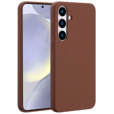 Accezz Hoesje - Geschikt voor Samsung Galaxy S24 Plus - Liquid Silicone Backcover met Magnetische Ring - New Tea Brown