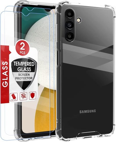 Hoesje Geschikt Voor Samsung Galaxy A04S Hoesje transparant Anti Shock silicone back cover Met Screenprotector 2 PACK