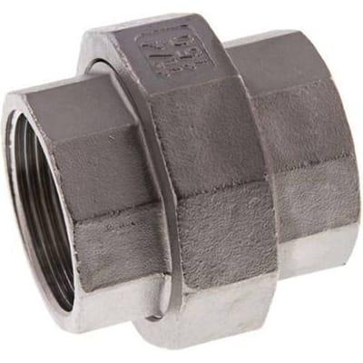 Rechte Aansluiting  Rp1 1/4'' Binnendraad RVS met Vlakke Afdichting PTFE 16bar