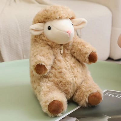 Pluche Schaap met Afneembare Wolle Jas Rits Afneembare Outfit Zacht Pluizig Gevuld Lam voor Huisdecoratie Cadeau Collectie 20cm
