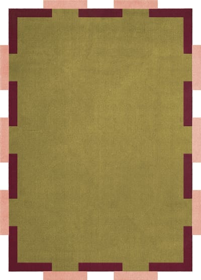 Layered Teklan Fregio Olive Blush Vloerkleed - 180 x 270 cm - Groen - Rechthoekig - Wol - Woonkamer, Eetkamer, Slaapkamer - Effen, Geometrisch - Retro, Modern, Design