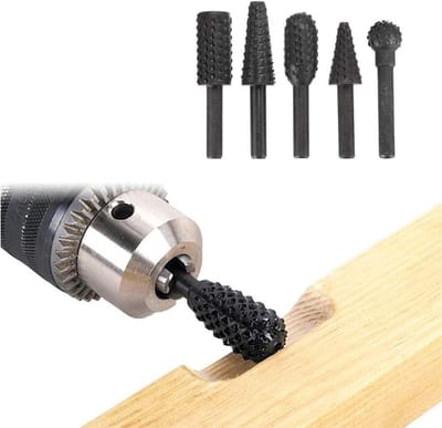 Freesset - Metaalvijlen - Houtbewerking - 5 Delig - 13mm Schacht - Zwart