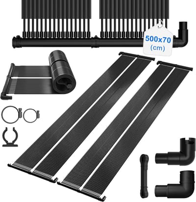 500 X 70 cm - Solarmatte Zwembadverwarmer - Uitbreidbaar - Zonnecollector - Op Zonne-energie - 3,5 M² - Voor Zwembaden - Zwart - NAIZY