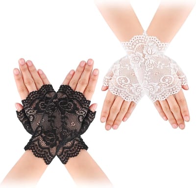 Elegante Vingerloze Korte Kanten Handschoenen voor Dames - Bruiloft, Prom en Theeparty Accessoire uit de Jaren '20