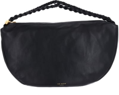 Ted Baker Leren handtas Islo Leather Statement Hardware Large Hobo Bag Black zwart