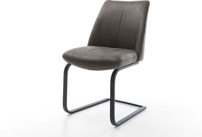 Sledestoel Elso-Flex sledemodel vlak zwart microvelours antraciet vintage pocketveer kern