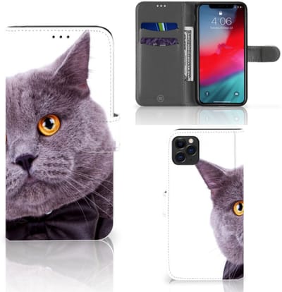Boekhoesje voor Apple iPhone 11 Pro Max Telefoonhoesje met Pasjes Kat