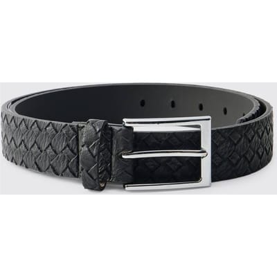 PU Weave Textured Belt in Black | Size XL