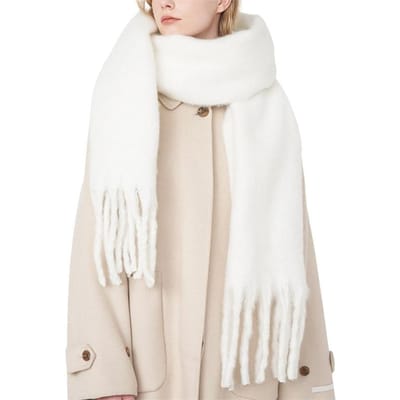 Écharpe d'hiver femmes luxe automne hiver écharpe en cachemire épaissi chaud châle classique glands moelleux écharpe couleur unie doux châle white