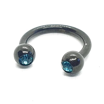Zwart Met Steentjes - Neus / Septum / Helix Piercing