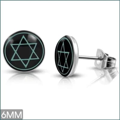 Aramat Jewels | Oorbellen | Stijlvolle Ster Oorbellen Acryl-staal | Davidster-Zwart-Blauw-6mm | |10mm | Staal | Kinderen, Volwassenen | Verkleurd niet