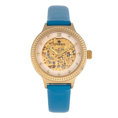 Keizerin Alice Automatisch MOP-horloge met skelet wijzerplaat en lederen band