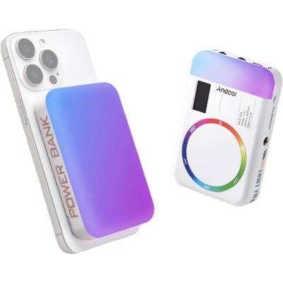 Andoer CC5 RGB Videolamp Dubbelzijdig Fotografielicht 2500K-9000K Dimbare Camera Telefoon Invullicht