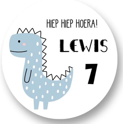 20x Dino Stickers met Naam en Leeftijd - Verjaardag Jongens - Dino - Traktatiestickers met naam - Gepersonaliseerd - Sluitstickers - Kinderfeest Traktatie - Uitdelen - Uitdeeltraktatie - Wensetiket - Rond - 40mm - Glossy sticker