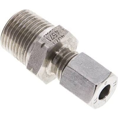 3/8'' NPT Buitendraad x 6L RVS Rechte Snijring Koppeling 315 Bar DIN 2353 - FL2S-MC-ST-038N-06-L