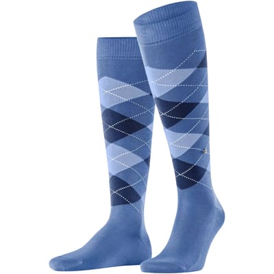 Burlington Manchester verstevigde platte naad katoen kniekousen heren blauw - maat 40-46