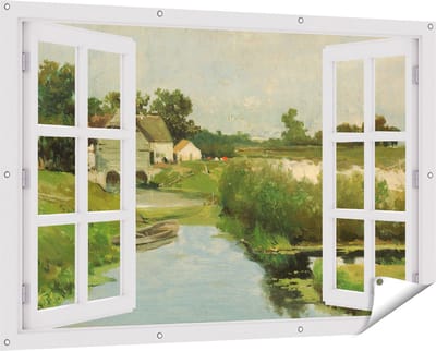 Gards Tuinposter Doorkijk Zomerdag - Johan Hendrik Weissenbruch - 150x100 cm - Tuindoek - Tuindecoratie - Wanddecoratie buiten - Tuinschilderij