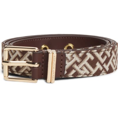 Tommy Hilfiger Th Square 2.5 Jacquard Belt Classic Khaki Größe: 70 | Gürtel Outlet | Damen | Braun