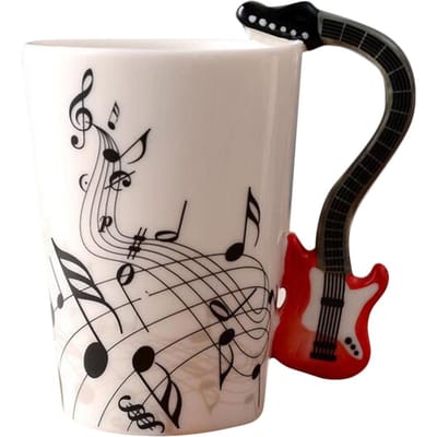 Keramische kop koffiemok Instrument mok Creatief cadeau Zwarte gitaar 10x7.5cm gray