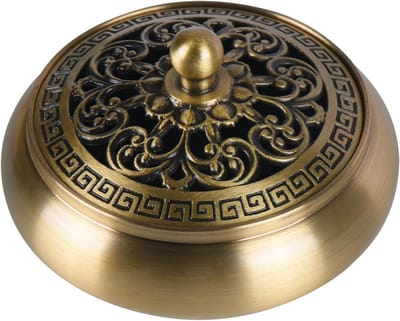 Allecta - Vintage messing wierookbrander met houder voor wierookstokjes - Aromatherapie spa yoga - Slaapkamerdecoratie met brander voor stokjes en kegels