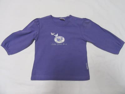 dirkje , meisje, t-shirt lange mouw , paars little song bird ,  86 - 18 maand