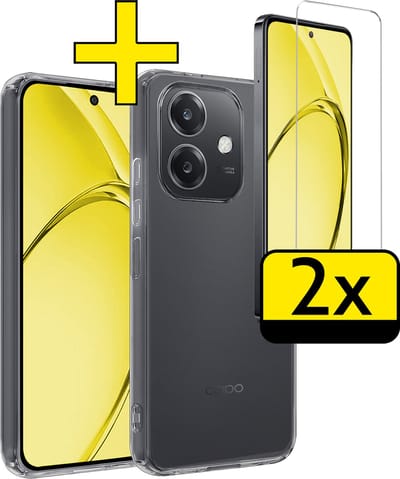 Hoesje - Met 2x Screenprotector - Geschikt voor OPPO A40 - Sterk & Shockproof - Back Cover - Siliconen Case - Telefoon Hoes - Telefoonhoesjes - Transparant