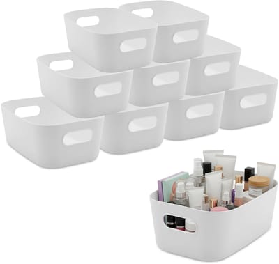 Dailygoods- Organizerbox set van 10 - kunststof - 24,5 x 17 x 10 cm - opbergdoos - kastorganizer - met handgrepen - multifunctionele opberghulp - Opbergdozen