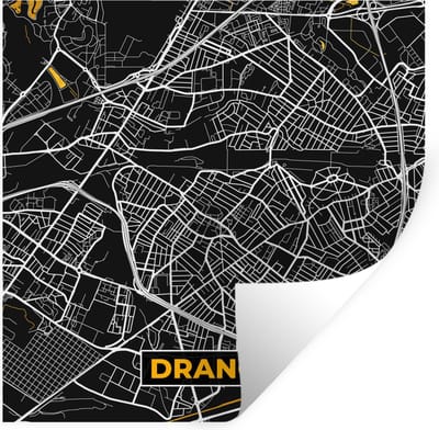 Muurstickers - Sticker Folie - Plattegrond – Drancy - Stadskaart – Frankrijk - Kaart - 100x100 cm - Plakfolie - Muurstickers Kinderkamer - Zelfklevend Behang XXL - Zelfklevend behangpapier - Stickerfolie
