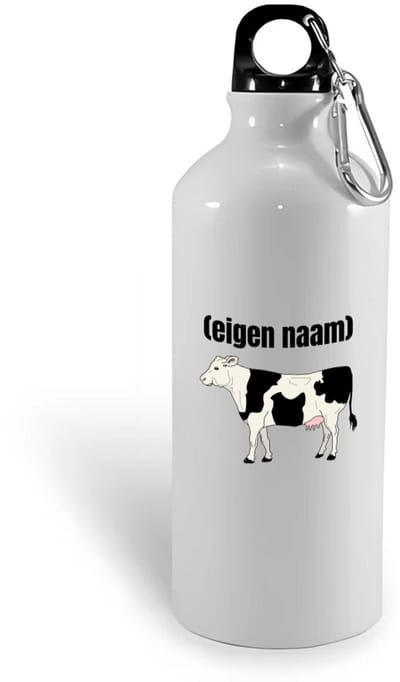 Hacebo® - koe met eigen naam waterfles - Koe - boeren - iemand die houdt van koeien - verjaardag - cadeau - kado - water fles - 400ML